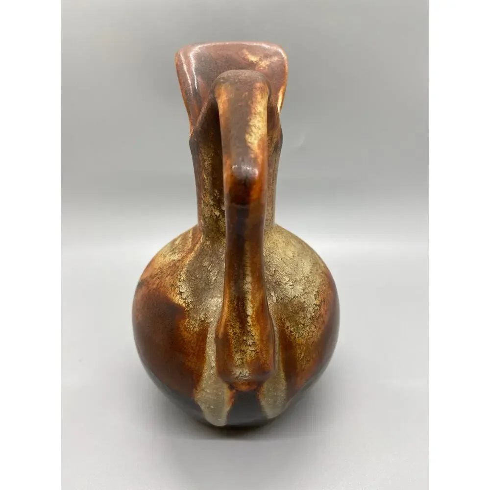 Vintage Dryden Art Pottery Brown Drip Glaze Small Pitcher